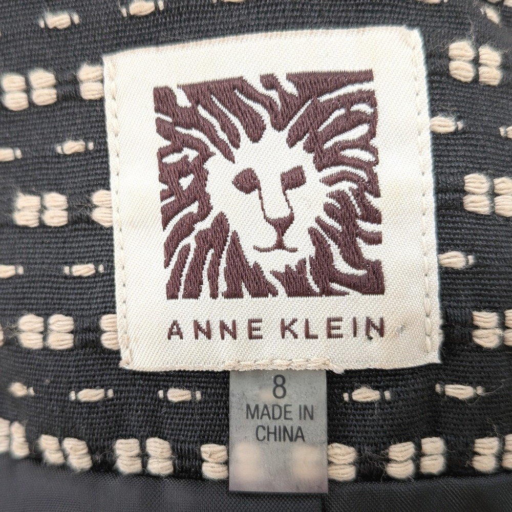 Anne Klein Textured‎ Embroidered Blazer Brown Khaki Career Jacket Size 8 - Picture 3 of 11